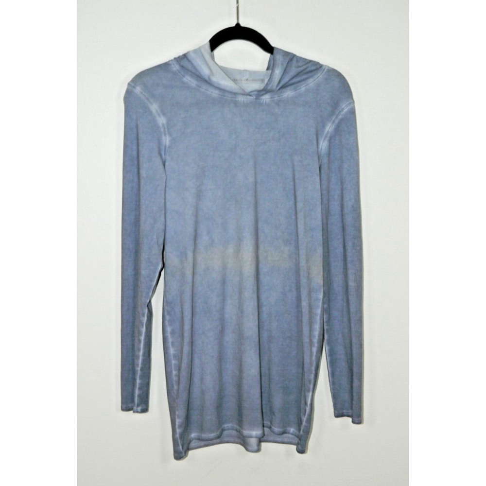 Peruvian Connection Hoodie T-Shirt Tunic Medium‎ Blue Pima Cotton